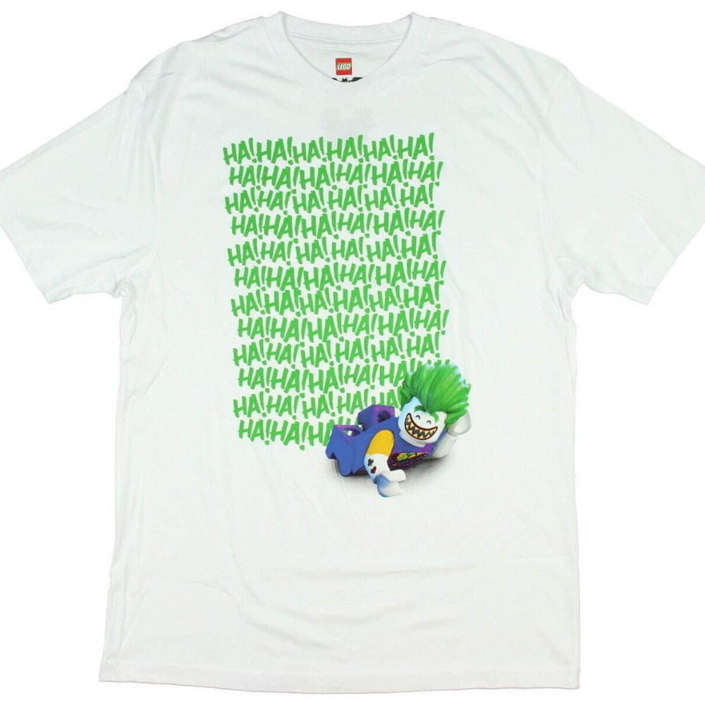 Lego Batman Mens The Joker Ha! Ha! Haha Ha White Shirt New Small